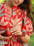 Women Floral Print Puff Sleeve Pure Cotton Fit & Flare Midi Dress